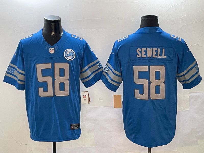 Men Detroit Lions #58 Sewell Blue three generations 2024 Nike Limited NFL Jersey style 01021->detroit lions->NFL Jersey